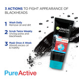 Garnier - Pure Active 3-in-1 Charcoal Blackhead Face Wash, Mask & Scrub - 100ml