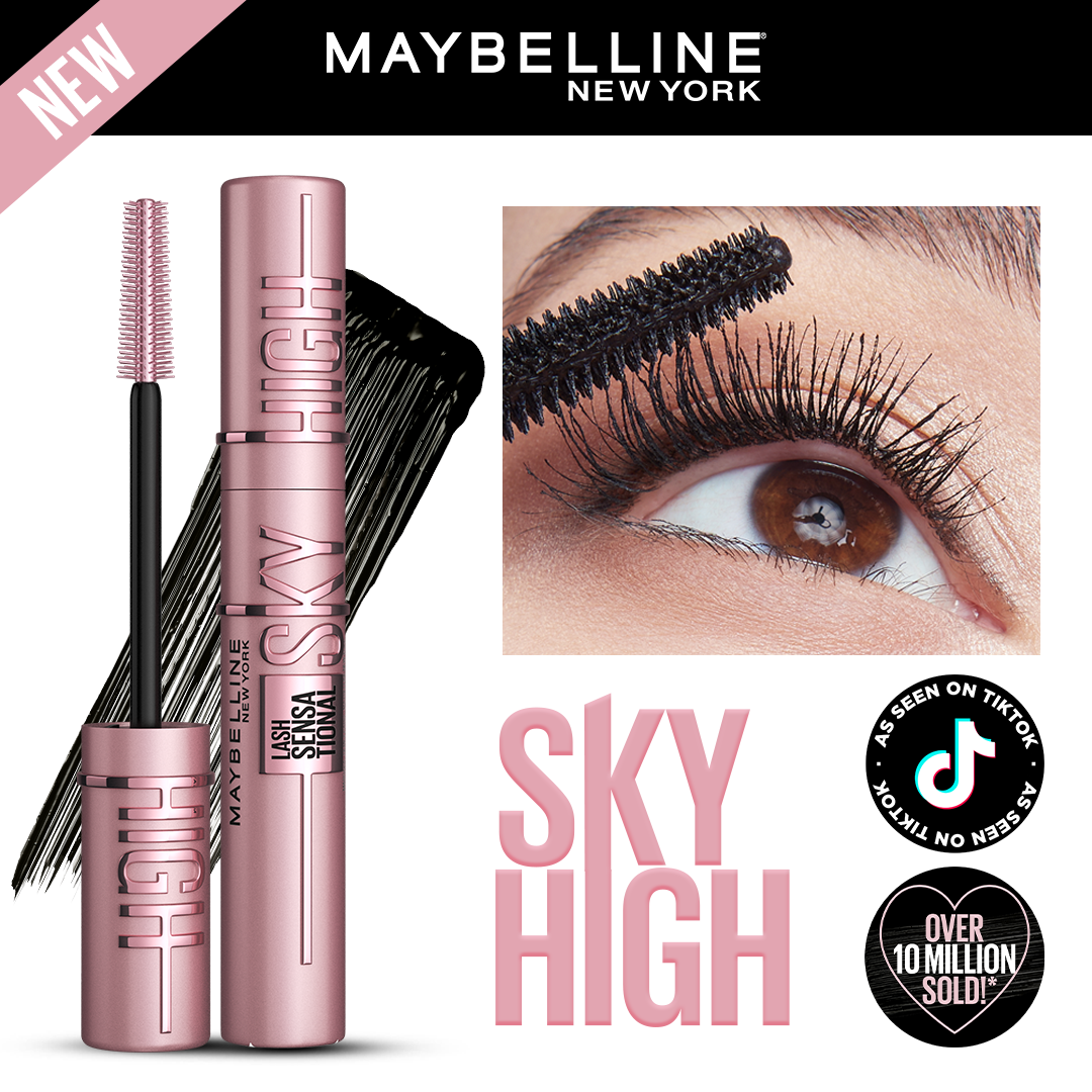 Maybelline Sky High Waterproof Mascara Makeup, Very Black + Maybelline New  York Tattoo Studio Ink Pen Eyeliner Jet Black Bundle